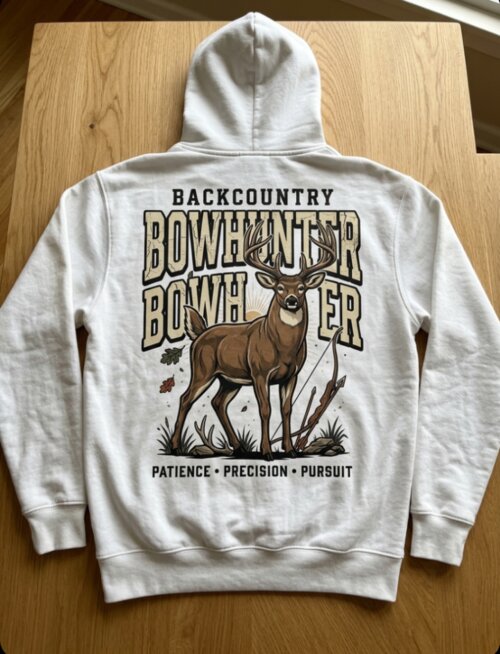 Backcountry Bowhunter Patience Precision Pursuit deer hunting hoodie