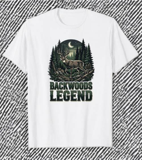 Backwoods Legend deer hunting t-shirt with forest design