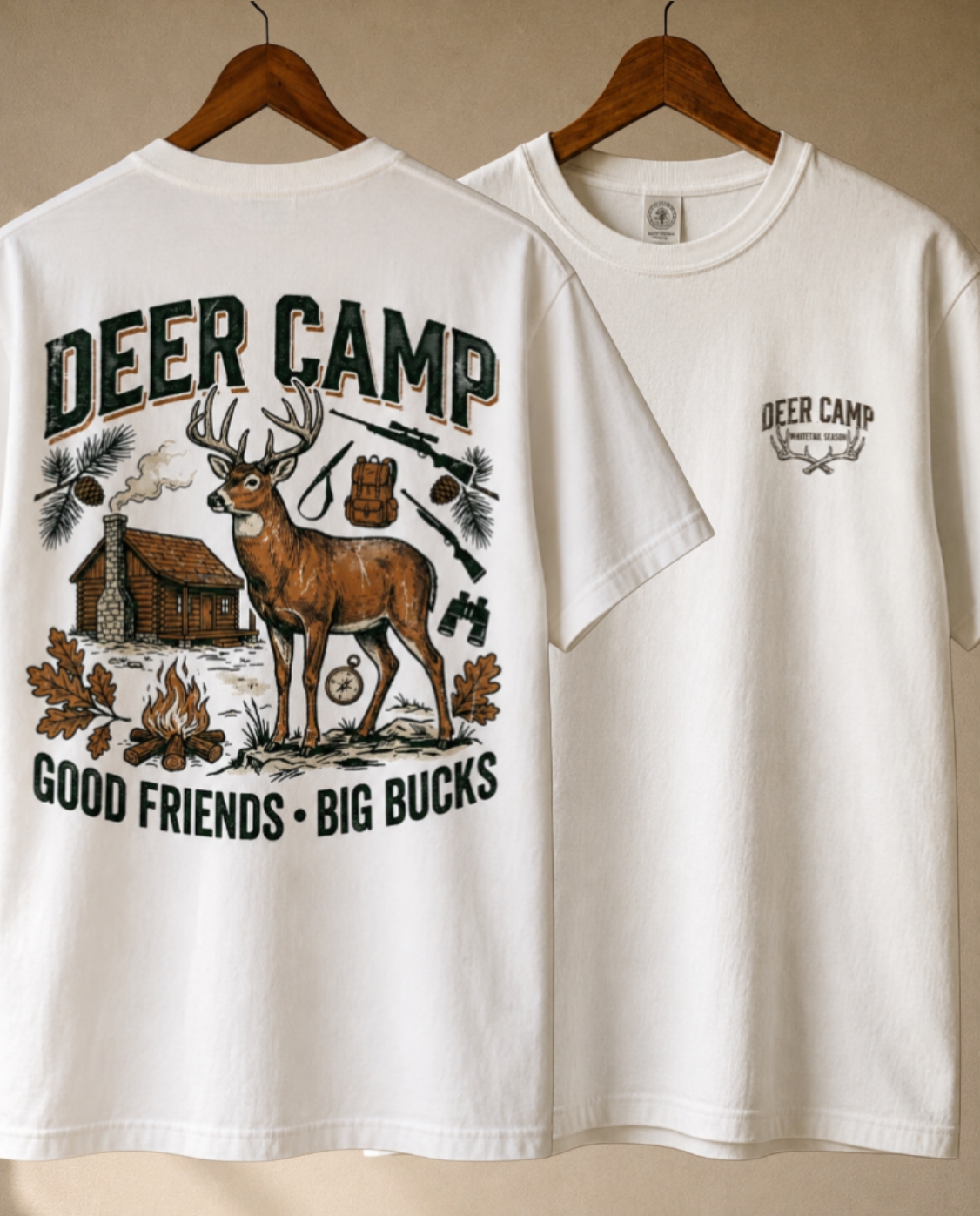 Deer Camp Good Friends Big Bucks hunting t-shirt