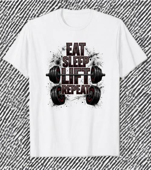 Eat Sleep Lift Repeat gym workout t-shirt