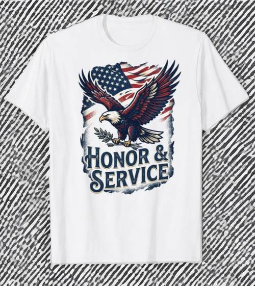 Honor and Service American flag eagle veteran t-shirt