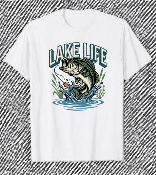 Lake Life bass fishing graphic t-shirt