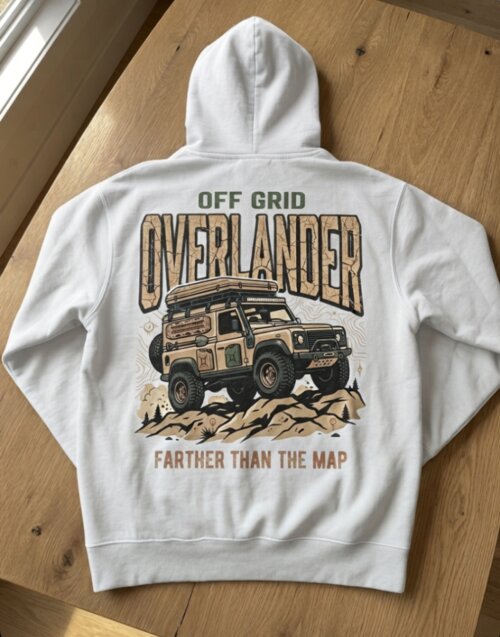 Off Grid Overlander Farther Than The Map off-road hoodie