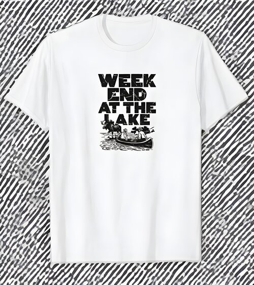 Weekend At The Lake canoe and moose camping t-shirt